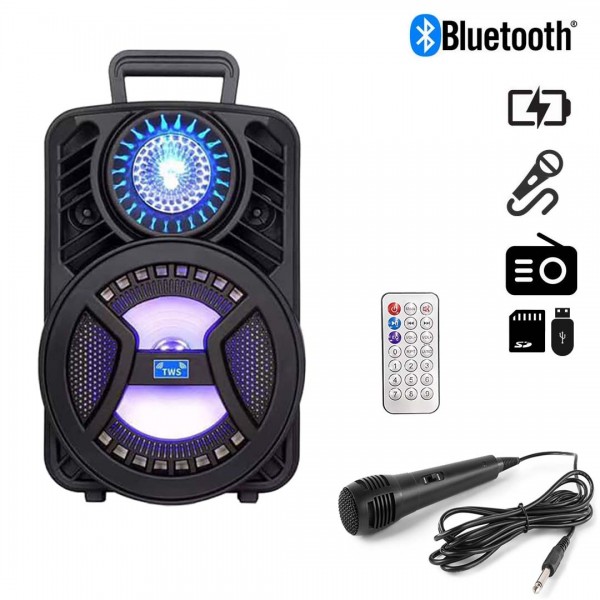 Microphone karaoké 5W avec haut-parleur Bluetooth et support pour  smartphone